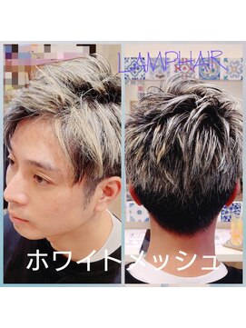 メンズカットアップバング爽やか刈り上げホワイトメッシュ