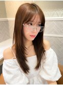 4★Shina/黒髪ココアベージュ小顔レイヤー髪質改善縮毛矯正
