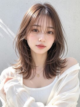 ノア 三宮店(NOA) 【NOA】韓国風くびれミディシースルーバング透明感グレージュ