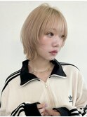 レイヤーボブケアブリーチダブルカラーミルクティーベージュ