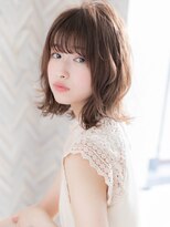 【ROMA】愛されくすみピンク/小顔斜めバング無造作カールロブ