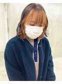 ハイトーンインナーカラーオレンジベージュフェイスフレーミング