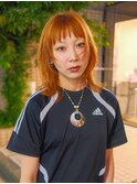 レイヤーカット×オレンジカラー