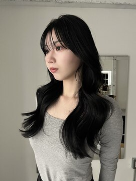 ヨーク(YOKE) ロングレイヤー前髪顔周り韓国ヘアくびれヘアディープグレージュ