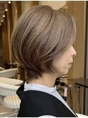 表参道髪質改善カラーウルフショートボブアッシュグレージュ40代