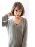 大人女子に人気グレージュカラー 毛先ワンカールボブ