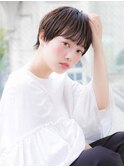 モカブラウン シースルーバング 夏ショート