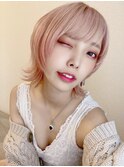 ミニウルフ/くすみブルー/流れるレイヤー/インナーハイライト