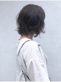 ゆるウェーブ_マロンベージュ Aラインボブ かきあげ