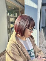 ジーテ 渋谷(gite) ブリーチなしチェリーレッド×ぷつっとボブ「渋谷/髪質改善TR」