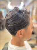 白髪ぼかしハイライトスタイル,メタリックベージュ40代,50代