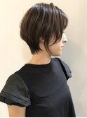 ショートボブ/白髪ぼかしマッシュ/グレージュ/ハイライトカラー
