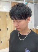 黒髪/マッシュ/ツーブロック/刈り上げ/ブルーブラック