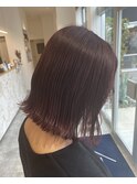 切りっぱなし　ボブ　暖色カラー