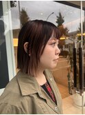 20代30代切りっぱなしボブタッセルボブ顔周りレイヤーオリーブ