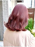 Say.ミディアムボブレイヤーピンクベージュアッシュイメチェン
