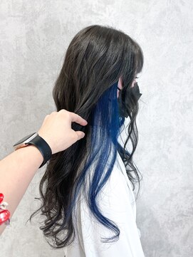 デミヘアー(Demi hair) イヤリングカラー×ネイビーブルー
