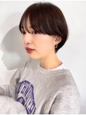 小顔マッシュショートグレージュカラーパーマ20代渋谷原宿神宮前