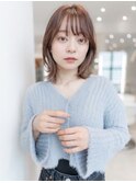 大人かわいい前髪セシルカットココアブラウンフリンジウェーブ