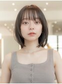 大人かわいい前髪セシルカットココアブラウンフリンジウェーブ
