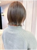 福山市美容師求人募集中ナチュラル外ハネ切りっぱなしボブ