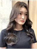 レイヤーカットケアカラーアッシュベージュ韓国ヘア
