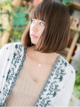 カバーヘア ブリス 上尾西口店(COVER HAIR bliss) ぱっつん前髪前下がり切りっぱなしボブディh4上尾20代30代40代