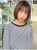 ミストバング×ブルーグレージュ×ぶつ切りボブ　ボブ/ショート