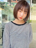 ディーエックス ウエスト(Dxxxx WEST)&nbsp;ミストバング×ブルーグレージュ×ぶつ切りボブ　ボブ/ショート