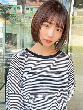 ディーエックス ウエスト(Dxxxx WEST) ミストバング×ブルーグレージュ×ぶつ切りボブ ボブ/ショート