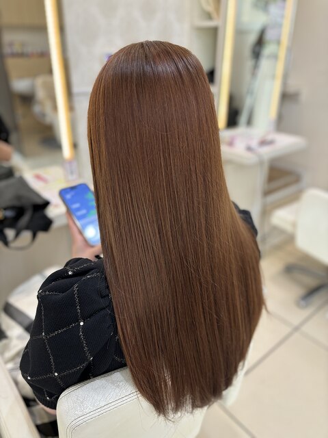 髪質改善カラーで美髪ロングヘアチョコレートカラー