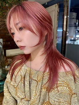 ボコカ(bococa) マレットヘア　ピンクカラー　ケアブリーチ