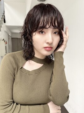 ニュアンスパーマ/ミディアムパーマ/簡単スタイリング／前髪