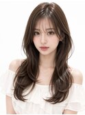 韓国風くびれレイヤーセミロング