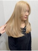 抜きっぱなし風ブロンドベージュ/ハイトーン/2ブリーチ