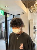 波巻きパーマウルフカットメンズカット波巻きスパイラルパーマ
