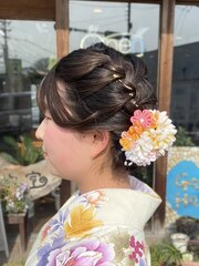 卒業式編み込みヘアセット