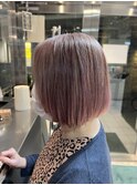 【川原】白髪ぼかしピンクベージュシアカラーセミディ