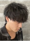 メンズマッシュウルフ波巻きスパイラルパーマメンズパーマ