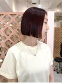 大人ボブ前下がりボブナチュラルボブ前髪なし赤髪ボブ20代30代