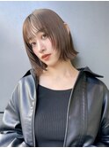 フェイスレイヤーボブ 透明感カラー 切りっぱなしベージュt119