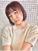 ピンクカラー/ピンクブラウン/ブリーチなし/顔周りレイヤー/ボブ