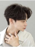熊本フェザーパーマ メンズショート センターパート スパイラル