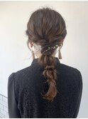 Emma ecole 金箔ヘア 編みおろし 結婚式ヘアアレンジ by.木村