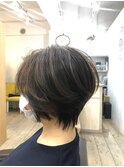 ダークグレージュ30代40代50代奥行きショート×透明感黒髪