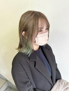 キャンバス バイ ネオリーブ 横浜西口(Canvas by neo.) 外ハネミディアム　ベージュカラー　切りっぱなしロブ