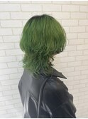 癖毛を活かしたパーマ風アレンジ×グリーンカラー【光が丘】
