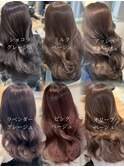 ブリーチなし オリーブ ラベンダー ピンク アッシュ ブラウン