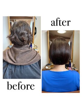 月と星 髪質改善縮毛矯正×ショートボブ