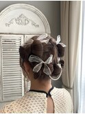 今っぽリボンまとめ髪